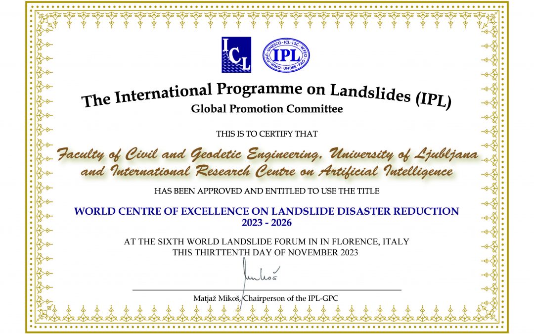 World Centre of Excellence in Landslide Risk Reduction 2023-2026